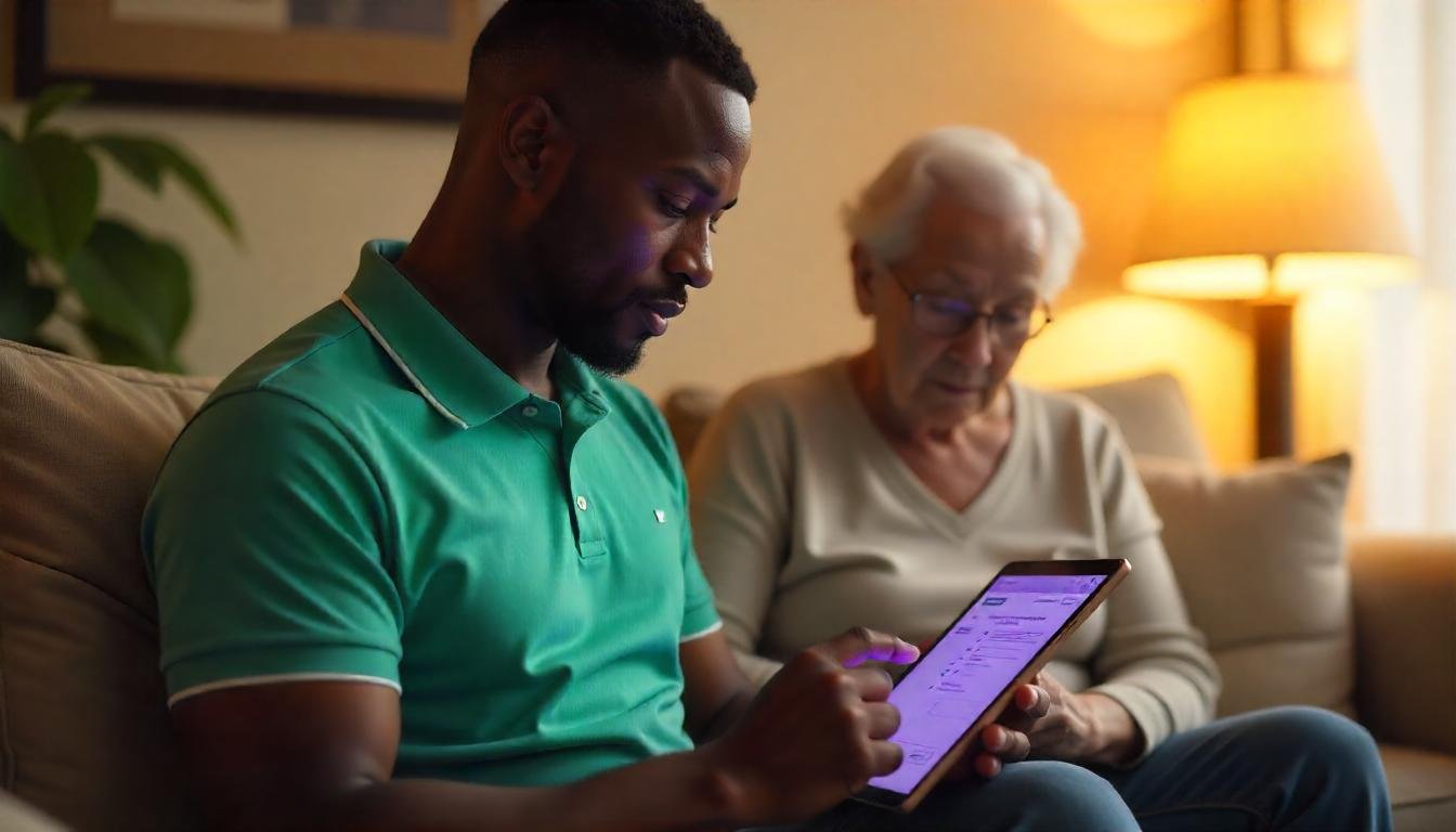 Caregiver documenting pediatric patient notes on a tablet using CareBravo’s streamlined GAPP documentation tools.